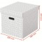 Esselte - Lot de 3 Grandes Boites Cubes avec Couvercle, Rangement & Organisation, 100% Carton Recycle, 100% Recyclable, Motif Ge