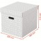 Esselte - Lot de 3 Grandes Boites Cubes avec Couvercle, Rangement & Organisation, 100% Carton Recycle, 100% Recyclable, Motif Ge