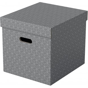 Esselte - Lot de 3 Grandes Boites Cubes avec Couvercle, Rangement & Organisation, 100% Carton Recycle, 100% Recyclable, Motif Ge