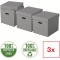 Esselte - Lot de 3 Grandes Boites Cubes avec Couvercle, Rangement & Organisation, 100% Carton Recycle, 100% Recyclable, Motif Ge