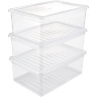 keeeper Clearboxes with Air Control System, Set of 3, Height: 14 cm, 39x26.5x14 cm, 3 x 11 Litre, Bea, Transparent