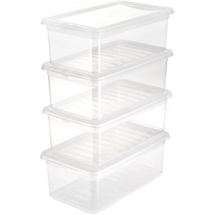 keeeper Clearboxes with Air Control System, Set of 4, 33x19.5x12 cm, 4 x 5.6 Litre, Bea, Transparent