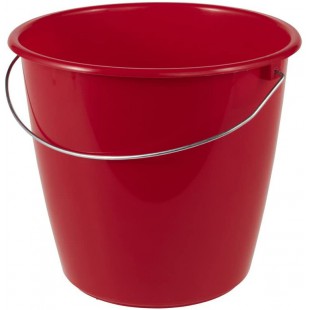 keeeper Bucket with Metal Handle, Sturdy Plastic (PP), Round, 5 l, Red