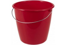 keeeper Bucket with Metal Handle, Sturdy Plastic (PP), Round, 5 l, Red