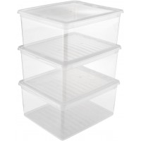 keeeper Clearboxes with Air Control System, Set of 3, Height: 18 cm, 39x33.5x18 cm, 3 x 18 Litre, Bea, Transparent