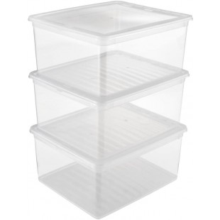 keeeper Clearboxes with Air Control System, Set of 3, Height: 18 cm, 39x33.5x18 cm, 3 x 18 Litre, Bea, Transparent