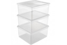 keeeper Clearboxes with Air Control System, Set of 3, Height: 18 cm, 39x33.5x18 cm, 3 x 18 Litre, Bea, Transparent