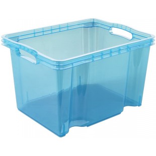 Keeeper Boite de Rangement avec Poignees Integrees, Dimensions : M, 35 x 27 x 21 cm, 13,5 l, Franz, Bleu transparent