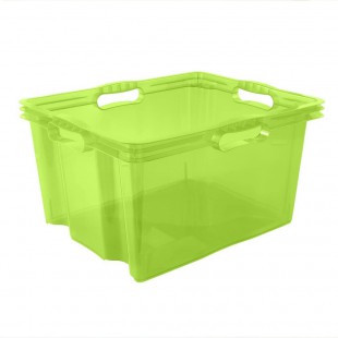 Keeeper Boite de Rangement avec Poignees Integrees, Dimensions : XL, 43 x 35 x 23 cm, 24 l, Franz, Vert transparent