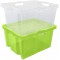 Keeeper Boite de Rangement avec Poignees Integrees, Dimensions : XL, 43 x 35 x 23 cm, 24 l, Franz, Vert transparent