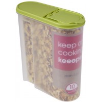 keeeper Pouring Jar, Hinged Lid, BPA-Free Plastic, 2.6 Litre, 21.5x9.5x24 cm, Jean, Green