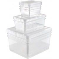 keeeper Clearboxes with Air Control System, Set of 8, 3x 1.7 L, 2x 5.6 L, 3x 18 L, Bea, Transparent