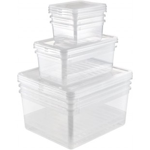 keeeper Clearboxes with Air Control System, Set of 8, 3x 1.7 L, 2x 5.6 L, 3x 18 L, Bea, Transparent