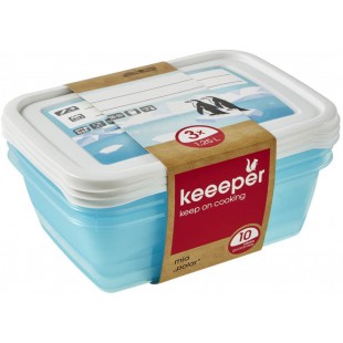 keeeper Food Containers, Set of 3, Freezable, Labelled Lid with Rewritable Surface, 3 x 1.25 L, 20.5x15.5x6.5 cm, Mia