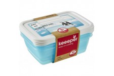 keeeper Food Containers, Set of 3, Freezable, Labelled Lid with Rewritable Surface, 3 x 1.25 L, 20.5x15.5x6.5 cm, Mia