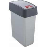 keeeper Premium Waste Bin with Flip Lid, Soft Touch, 10 Litre, Magne, Silver