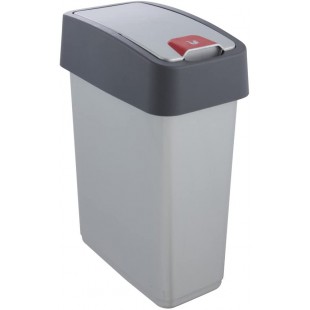 keeeper Premium Waste Bin with Flip Lid, Soft Touch, 10 Litre, Magne, Silver