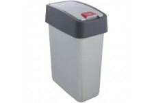 keeeper Premium Waste Bin with Flip Lid, Soft Touch, 10 Litre, Magne, Silver