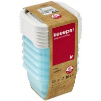 keeeper Food Containers, Set of 6, Freezable, Labelled Lid with Rewritable Surface, 6 x 90 ml, 6.5x6.5x4 cm, Mia Polar, Transpar