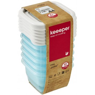 keeeper Food Containers, Set of 6, Freezable, Labelled Lid with Rewritable Surface, 6 x 90 ml, 6.5x6.5x4 cm, Mia Pola
