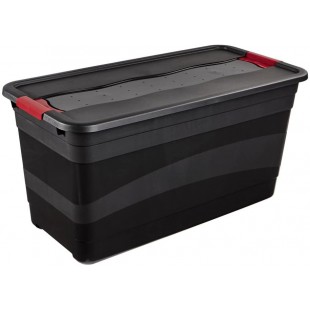 keeeper Transport Box with Lid, Extra Strong, Sliding Closure, 79.5x39.5x40 cm, 83 Litre, Eckhart, Graphite Grey