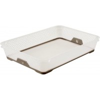 Keeeper Corbeille Empilable, Anti-Derapant, Format A4, 36 x 26,5 x 7 cm, Jonas, Transparent/Taupe