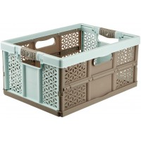 keeeper Extra Strong Folding Box with Soft-Touch Handles, 48x34.5x23.5 cm, 32 Litre, Lea, Aquamarine/Taupe