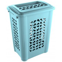 keeeper Laundry Hamper with Insertion Slot and Hinged Lid, Air Permeable, 60 Litre, Per, Aqua Blue