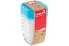 keeeper Lot de 6 Boites Fraicheur, 6 x 90 ml, 6,5 x 6,5 x 4 cm, Fredo Fresh, Bleu Transparent