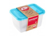 keeeper Food Storage Containers, Set of 2, 2 x 2 l, 20.5 x 15.5 x 10.5 cm, Fredo Fresh, Transparent Blue