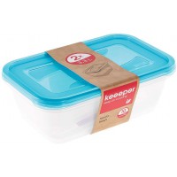 keeeper Food Storage Containers, Set of 2, 2 x 3.3 l, 29 x 19 x 9 cm, Fredo Fresh, Transparent Blue