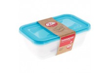 keeeper Food Storage Containers, Set of 2, 2 x 3.3 l, 29 x 19 x 9 cm, Fredo Fresh, Transparent Blue