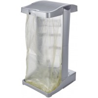 keeeper Support a  Sacs Poubelles avec Compartiment de Rangement Integre, 60-120 L, Ole, Argent