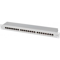 LogiLink Professional PrimeLine Panneau de brassage Cat.6A (500 MHz), gris, 19", STP (blinde) 24 ports (RJ45)