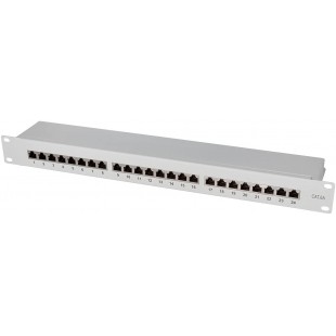 LogiLink Professional PrimeLine Panneau de brassage Cat.6A (500 MHz), gris, 19", STP (blinde) 24 ports (RJ45)