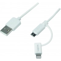 cu0115 USB vers Micro Sync et cable de Chargement avec Adaptateur Lightning Blanc 1.00m weiB