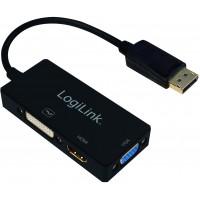 LogiLink cv0109 4 K Adaptateur DisplayPort vers DVI/HDMI/VGA Noir