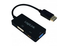 LogiLink cv0109 4 K Adaptateur DisplayPort vers DVI/HDMI/VGA Noir
