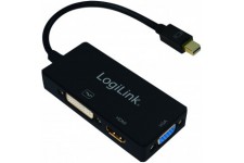 LogiLink CV0110 Adaptateur Mini DisplayPort vers DVI/HDMI/VGA Noir