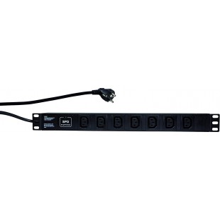 Professional PDU7C01 19 Bloc multiprise 7 Prises CEE7/3 (Contact de Protection) avec parasurtenseur et Interrupteur Marche/arret