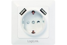LogiLink PA0162 Prise de Contact de Protection avec 2 Ports USB pour recharger Smartphones, telephones Portables, e-Books, table