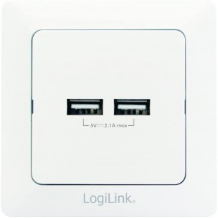 LogiLink PA0163 Prise de courant avec 2 ports USB pour recharger smartphones, telephones portables, e-books, tablettes, etc. Pri
