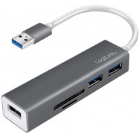 UA0306 Hub USB 3.0 3 Ports avec Lecteur de Carte Anthracite