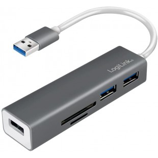 UA0306 Hub USB 3.0 3 Ports avec Lecteur de Carte Anthracite