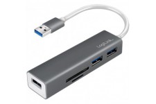 UA0306 Hub USB 3.0 3 Ports avec Lecteur de Carte Anthracite