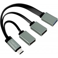 LogiLink UA0315 Hub USB-C (USB 3.1 Gen1 jusqu'a  5 Gbps) avec fiche Droite vers 2 Ports USB 2.0 (Type A Femelle) + 1 Port USB 3.