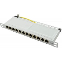 LogiLink NP0065 baie de branchements 0.5U - Baies de branchements (Cat6a, 10 Gigabit Ethernet, RJ45, Gris, Metal, 0.5U)