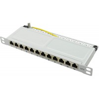 LogiLink NP0068 baie de branchements 0.5U - Baies de branchements (Cat6, Gigabit Ethernet, RJ45, Gris, Metal, 0.5U)