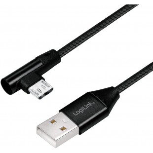 Cable de raccordement USB 2.0 vers Micro-USB coude a  90° Noir 1 m