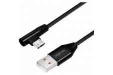 Cable de raccordement USB 2.0 vers Micro-USB coude a  90° Noir 1 m